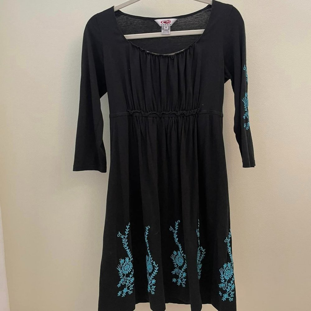 Black Roper Dress with Blue Designs